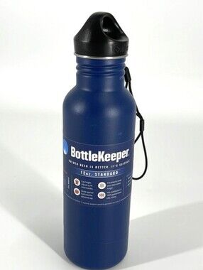 BottleKeeper 12 oz Stainless Steel Insulated Beer Bottle Cooler Navy Blue New